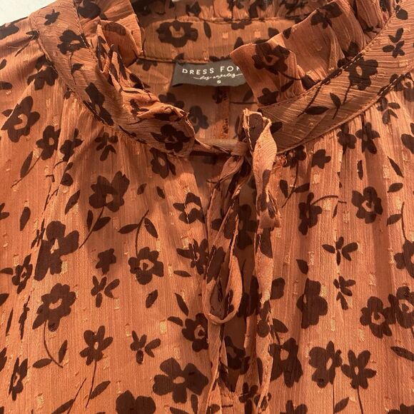 Dress Forum Los Angeles Dress Small Tan Floral Boho Prairie Ruffle Fall Colors - Picture 7 of 13